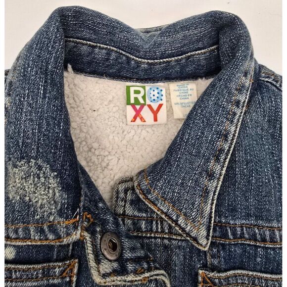 Roxy Girls Denim Sherpa Lined Jacket L/G - Picture 2 of 8